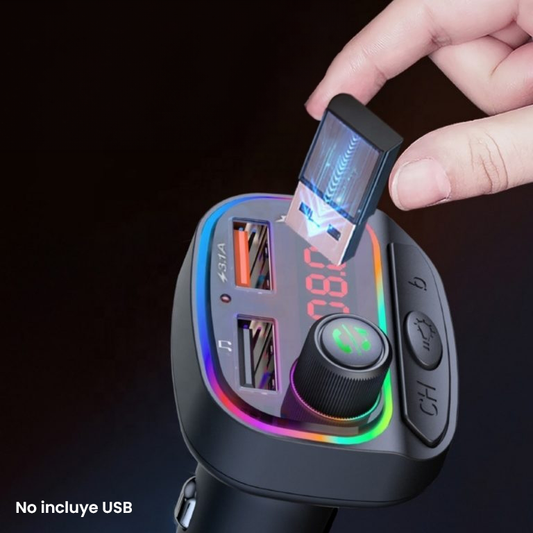 Transmisor FM Bluetooth para reproducir música y llamadas por las bocinas del carro